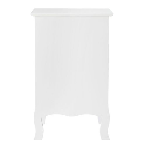 Country Style MDF Spray Paint Curved Feet One Draw One Door Night Table White