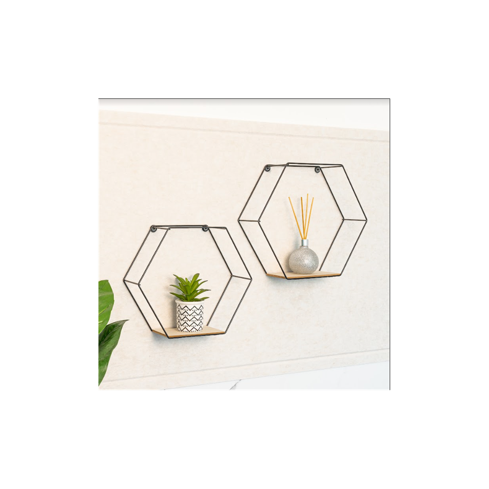 Set of 2 Hexagonal Wall Shelves - CHELF