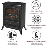 Electric Fire Place 1850W Heater Wood Burning Effect Flame Portable Black