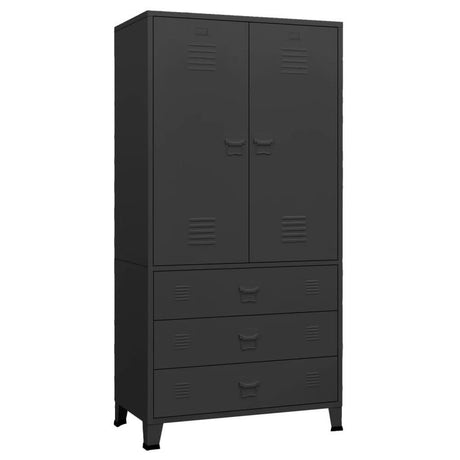 Industrial Wardrobe Black 90x50x180 cm Metal