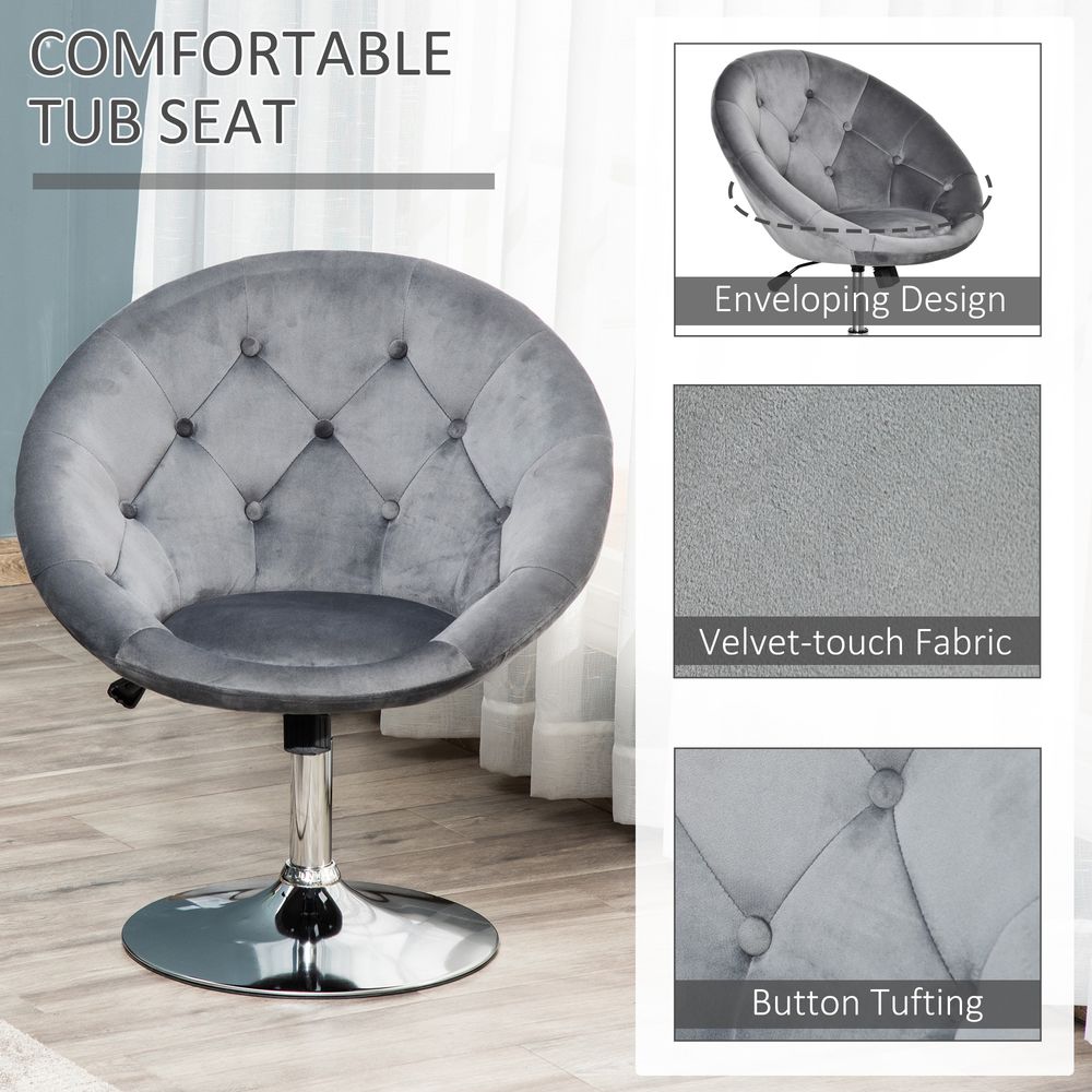 Swivel Dining Height Bar Stool Adjustable Armless Tub Chair Grey