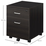 2-Drawer Locking Office Filing Cabinet 5 Wheels Rolling Storage Brown Vinsetto