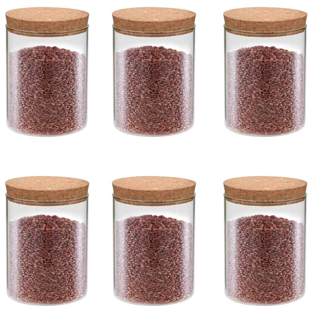 Storage Glass Jars with Cork Lid 6 pcs 650 ml