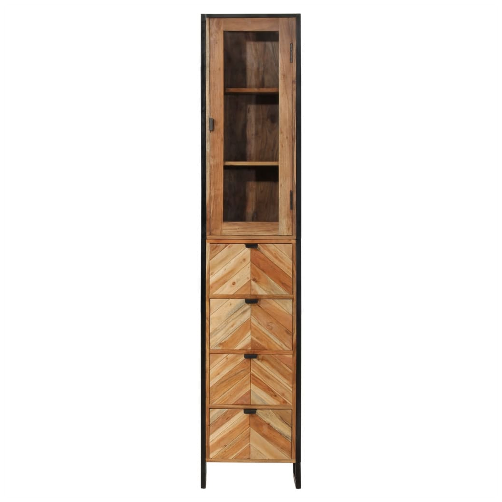 Bathroom Cabinet 40x27x190 cm Iron and Solid Wood Acacia