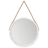 Wall Mirror with Strap White Ø 35 cm