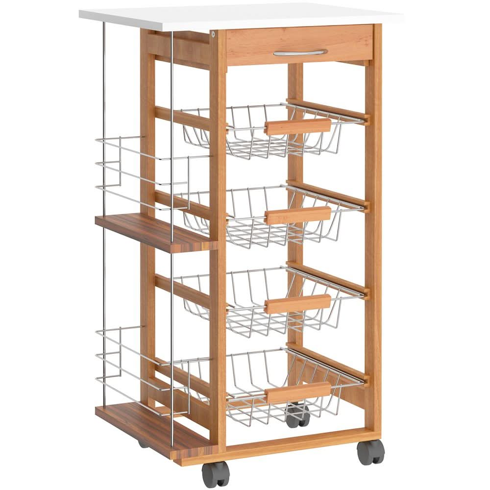 MDF Multifunction Kitchen Island Trolley-Brown