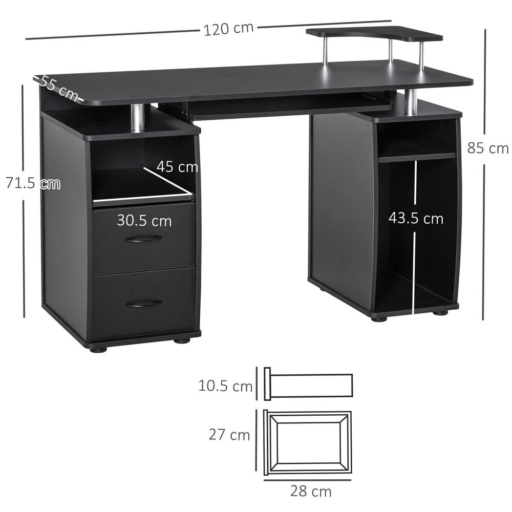 Computer Office Desk Table Workstation w/  Keyboard Tray, Drawer, Black