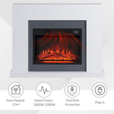 Electric Fireplace Suite Remote Freestanding Fireplace Heater with LED Flame