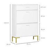 Modern Shoe Cupboard for Hallway w/ Flip Drawers 12 Pair Shoe Storage Organizer