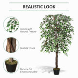 Artificial Ficus Silk Tree with Nursery Pot, Decorative Fake Plant, 160cm