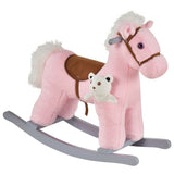 Kids Plush Ride-On Rocking Horse with Plush Toy Sound Handle Grip HOMCOM