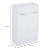 Bathroom Vanity Unit Wash Basin Base Cabinet Two Doors With Ceramic Sink  White