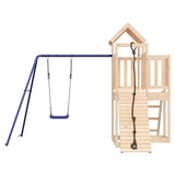 Playhouse with Climbing Wall Swing Solid Wood Pine