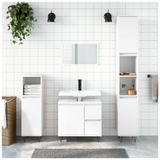 3 Piece Bathroom Furniture Set High Gloss White Engineered Wood