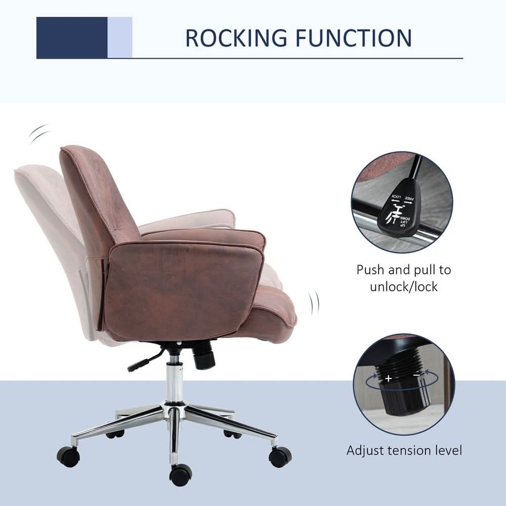 Microfibre Office Chair Desk Chair with Swivel Wheels Tilt Function, Red