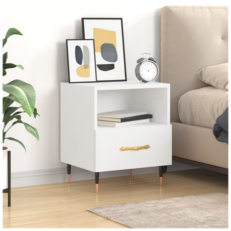 Bedside Cabinet White 40x35x47.5 cm Engineered Wood