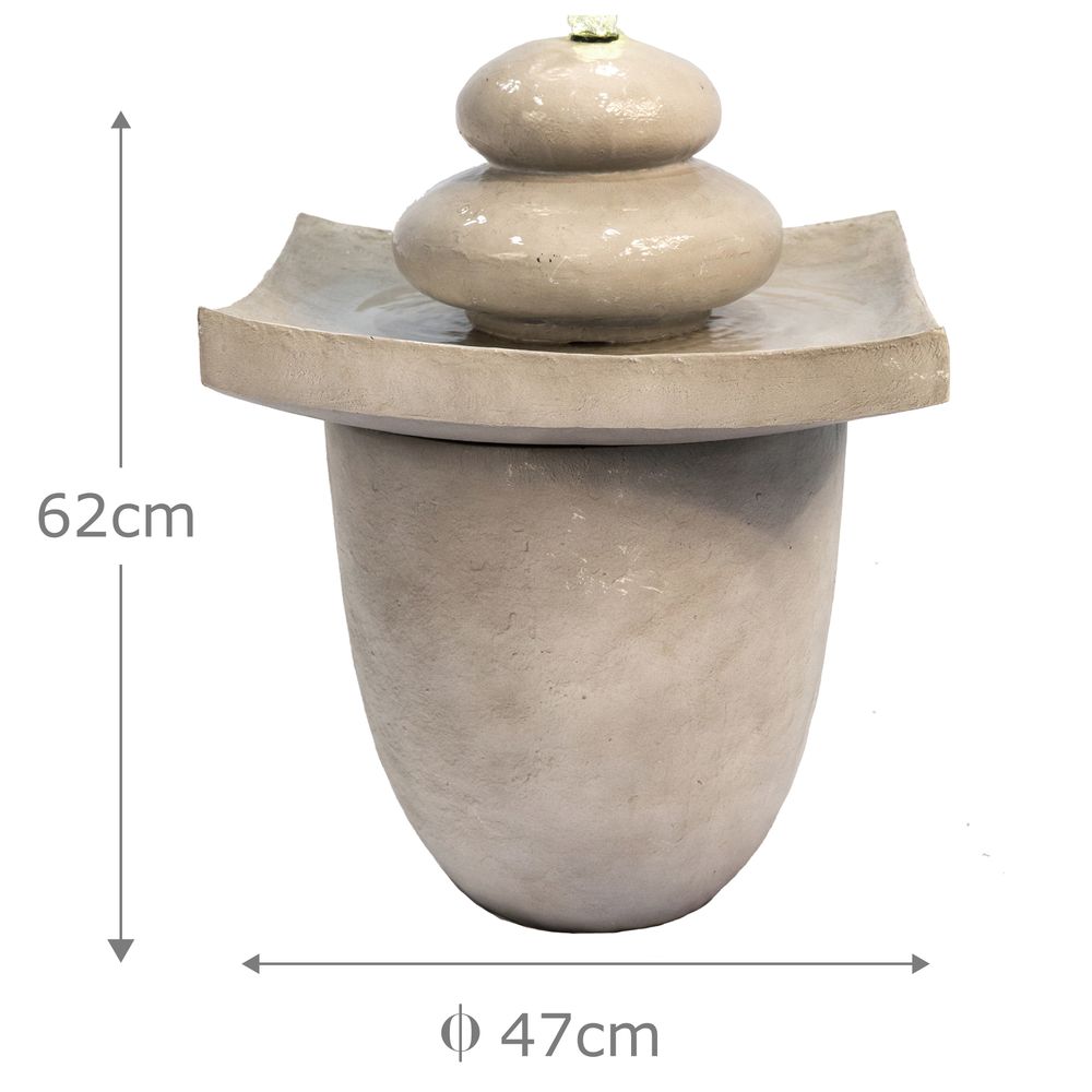 Garden Water Fountain Feature, Outdoor Tier Zen Waterfall & Lights