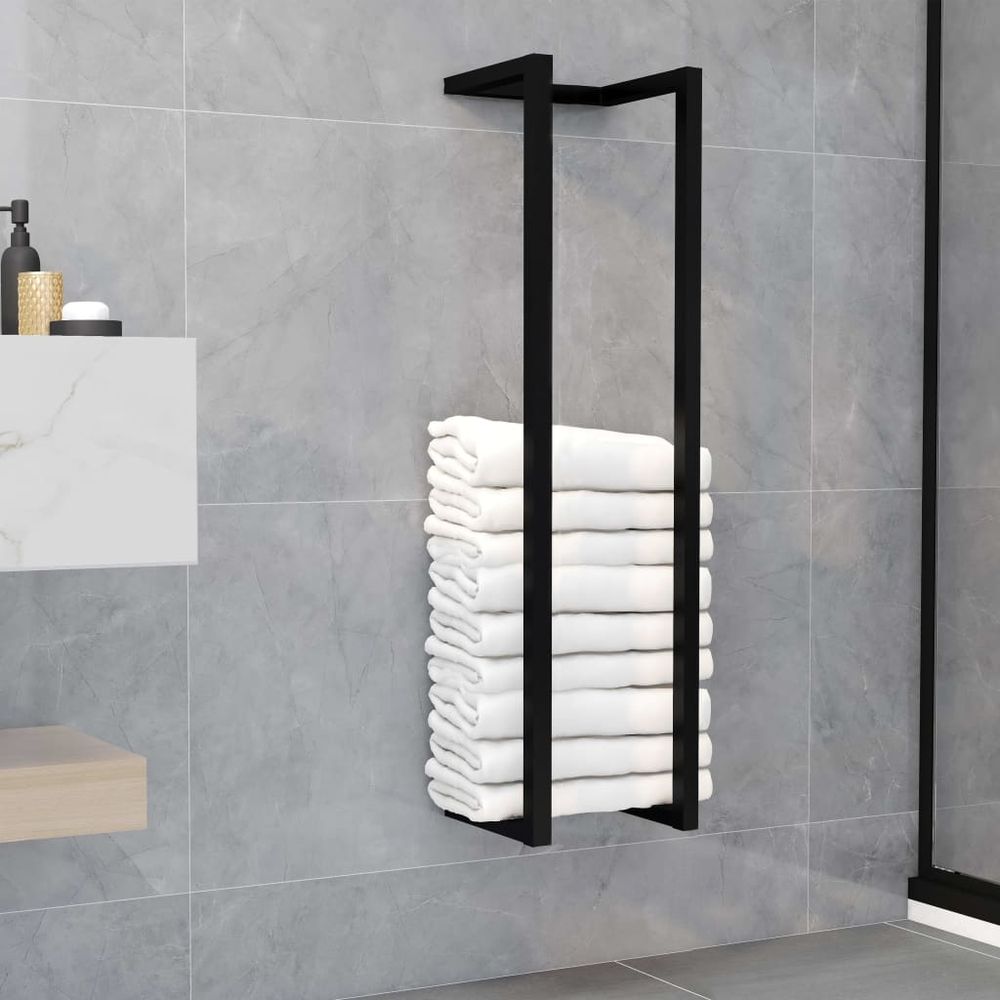 Wall Towel Rack Black & White Iron