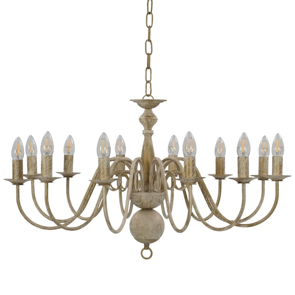 Chandelier Antique White 12 x E14 Bulbs