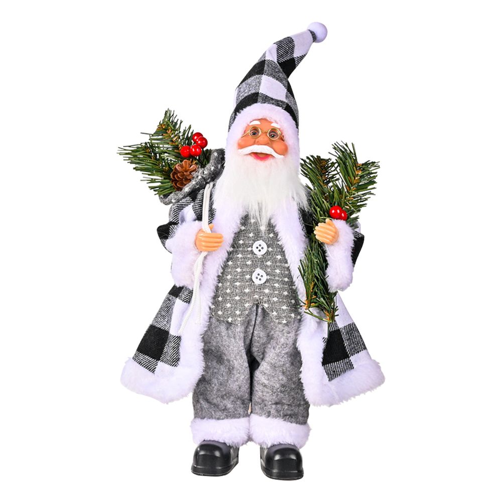 2024 Christmas Santa Claus Toy With Gift Bag Stand Santa Claus Decor Resin Mini Holding Presents Home Navidad Party Ornaments