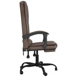 Massage Reclining Office Chair Brown Faux Leather