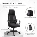 Mesh Back Office Chair w/ Adjustable Height Padded Headrest Black Vinsetto