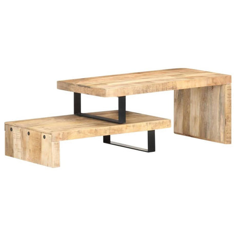 2 Piece Coffee Table Set Solid Mango Wood