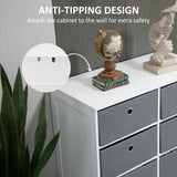 Chests of Drawer, Fabric Dresser Storage Cabinet with 6 Drawers White and Grey