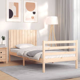 Bed Frame with Headboard White 3FT Single Solid Wood