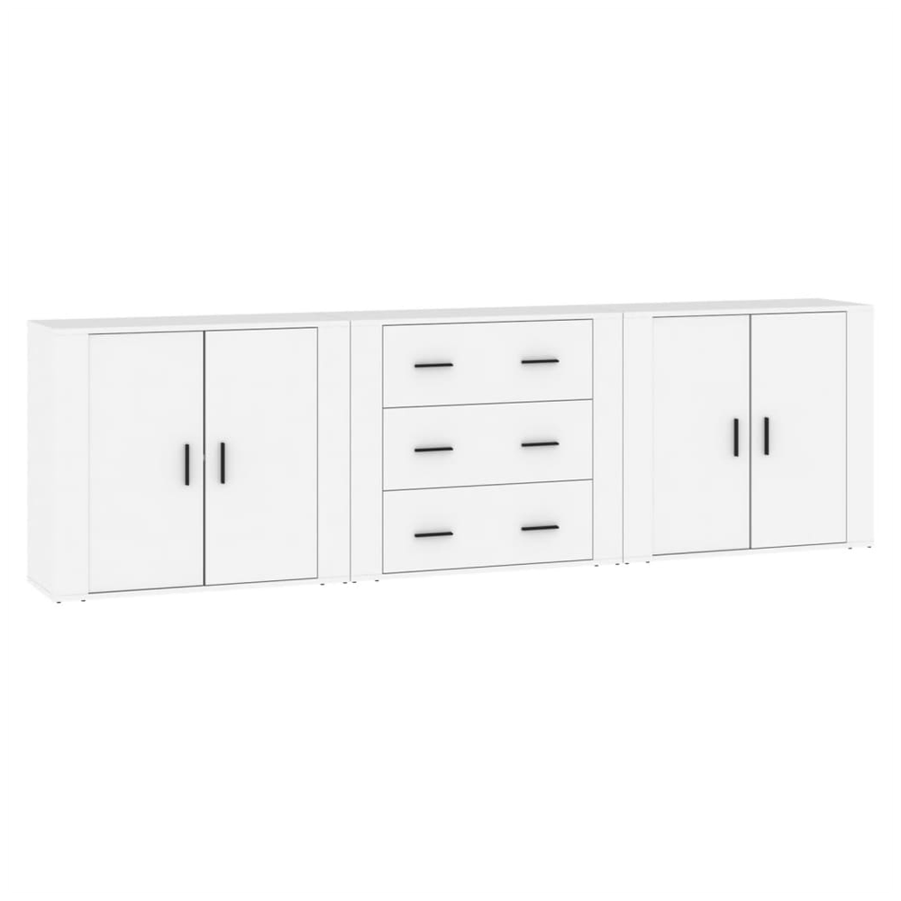 Sideboards 3 pcs White Engineered Wood