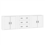 Sideboards 3 pcs White Engineered Wood