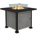 Outdoor Propane Gas Fire Pit Table w/ Wind Screen & Glass Beads, Grey