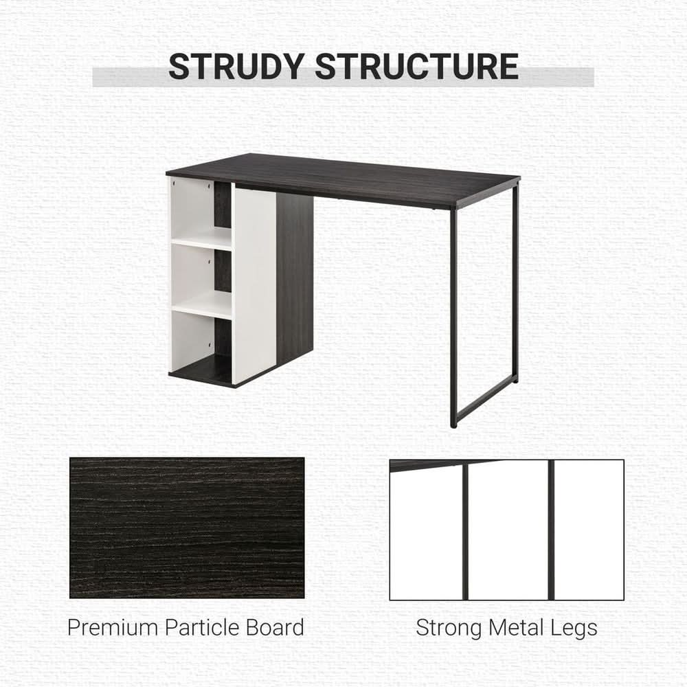 HOMCOM Computer Desk with Storage Shelves Study Home Office Workstation, Grey