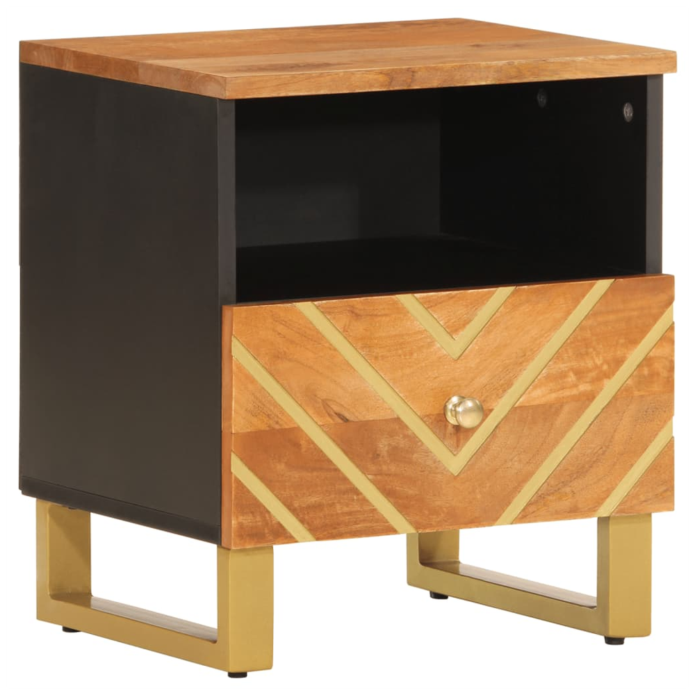 Bedside Cabinet Brown and Black Solid Wood Mango