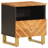 Bedside Cabinet Brown and Black Solid Wood Mango