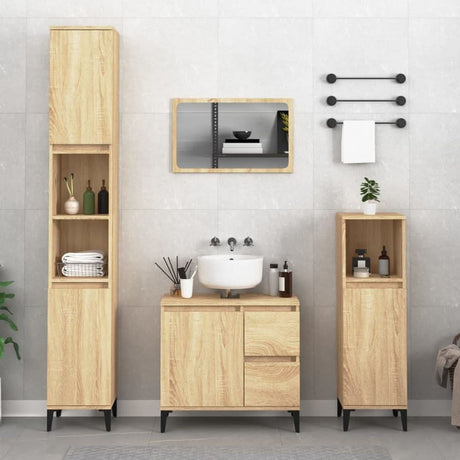 Bathroom Cabinet White 30x30x100 cm Engineered Wood