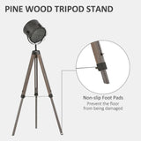 Pine Wood Tripod Spotlight Floor Lamp Brown/Black