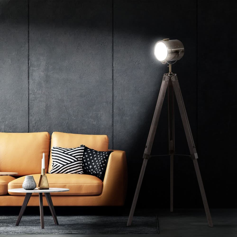 Tripod Floor Lamp, 65L,Wood/Bronze Colour