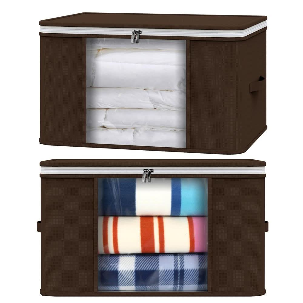 2pcs Clothes Storage Bags Organiser Big Capacity Wardrobe Duvet Underbed Storage Moisture-Proof Big Clear Windows