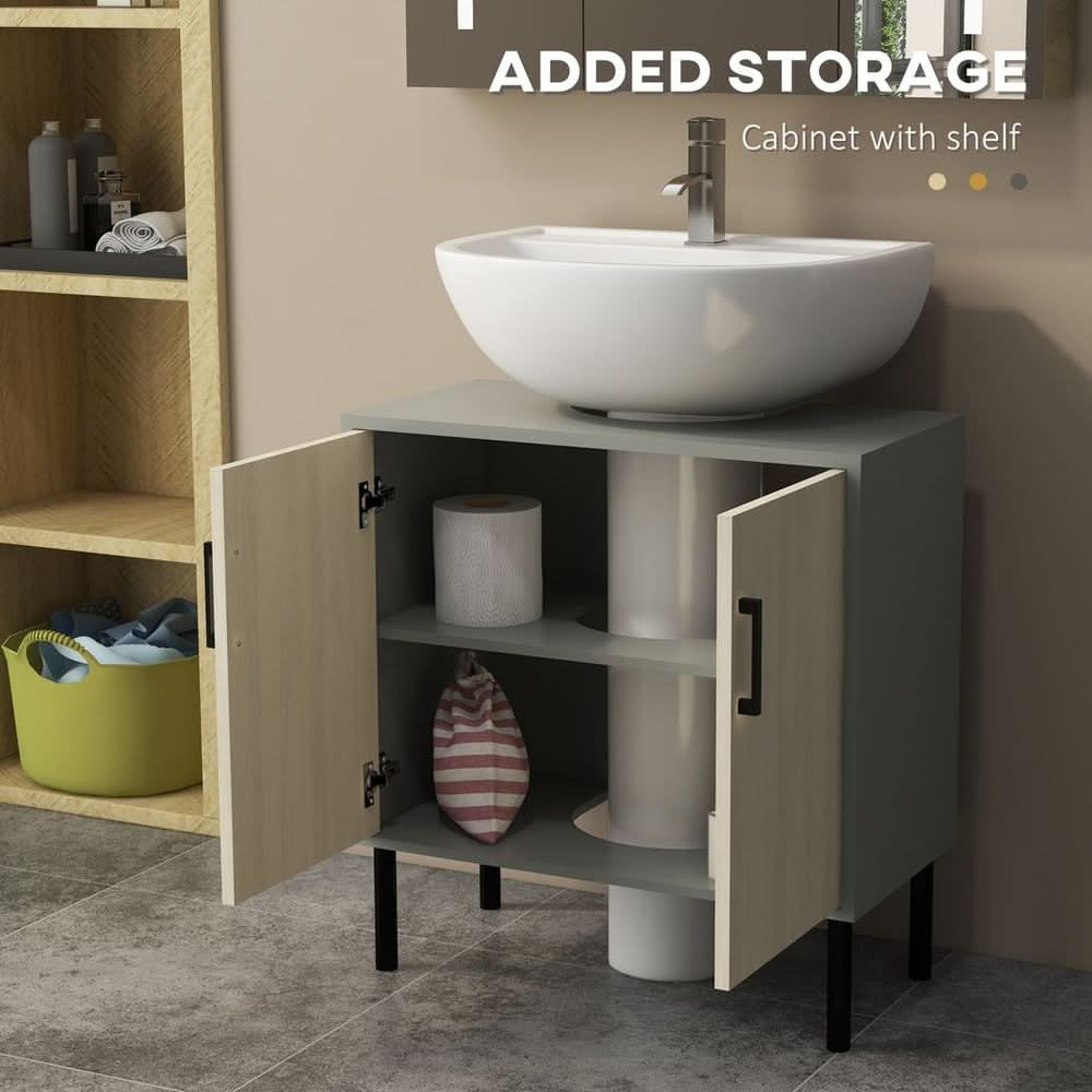 kleankin Bathroom Sink Cabinet, Under Sink Basin Storage Cupboard with Shelf