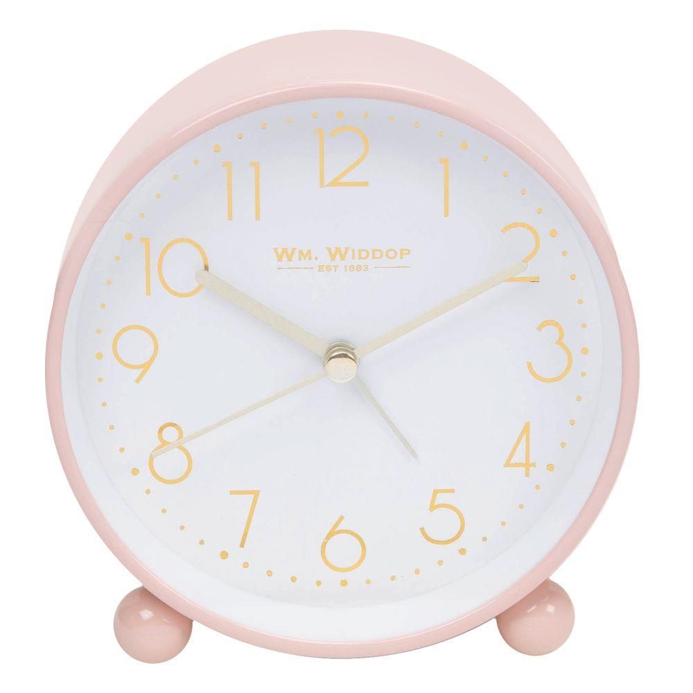 Wm.Widdop Metal Case Alarm Clock Light & Snooze Blush 10.8cm