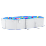 Swimming Pool with Steel Wall Oval 610x360x120 cm White