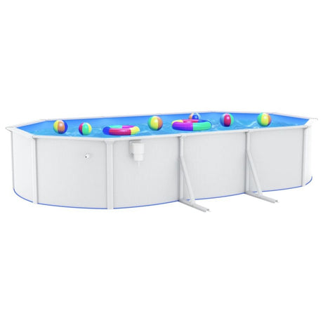 Swimming Pool with Steel Wall Oval 610x360x120 cm White