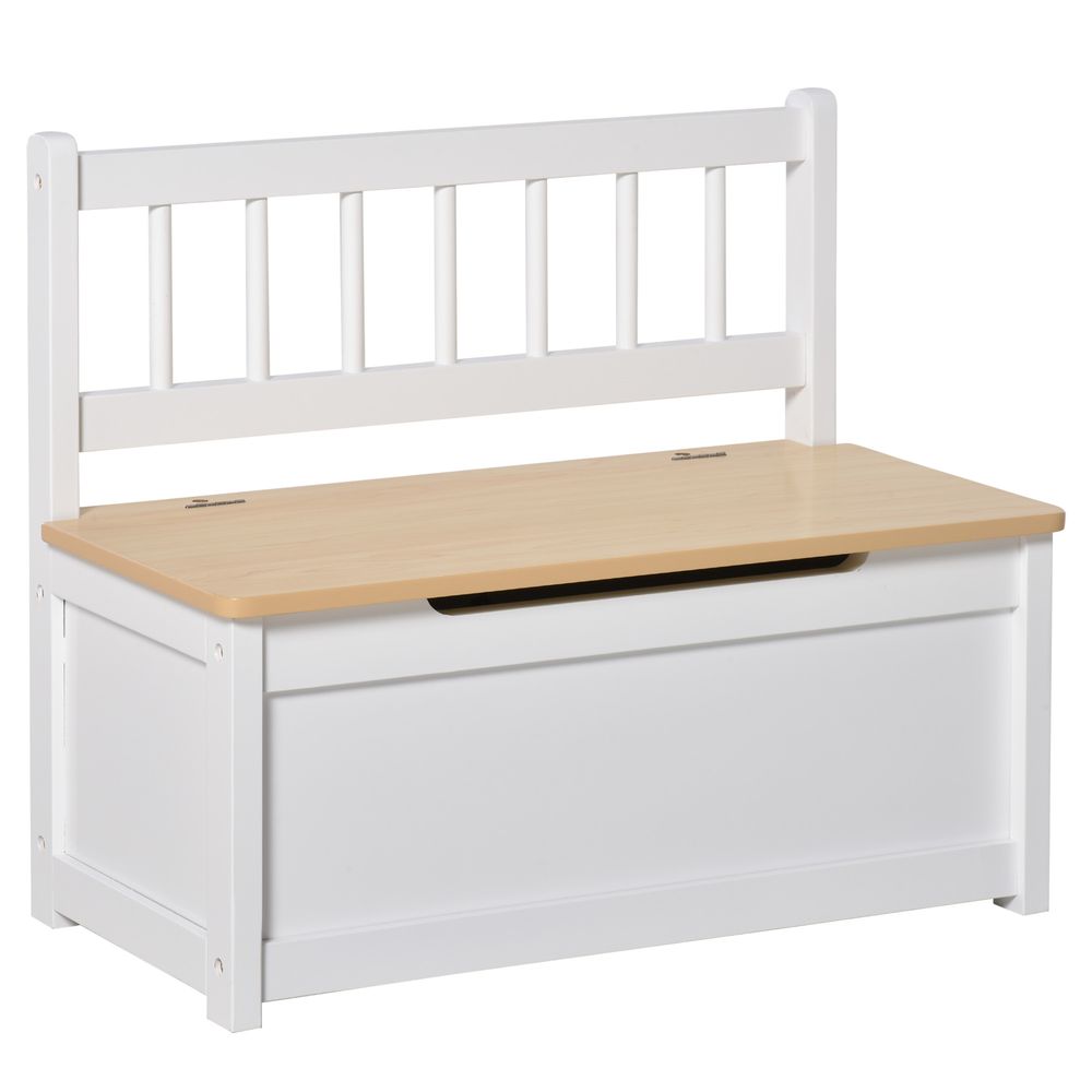 2 In 1 Wooden Toy Box, Kids Seat Bench Storage Chest, 60 x 30 x 50cm