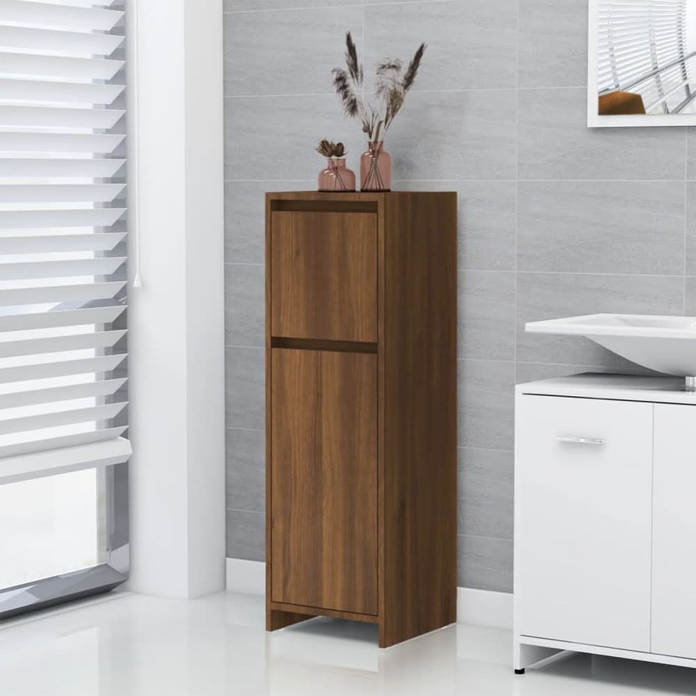 Bathroom Cabinet Smoked Oak 30x30x95 cm Engineered Wood