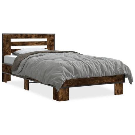 Bed Frame Grey Sonoma 90x190 cm Single Engineered Wood and Metal