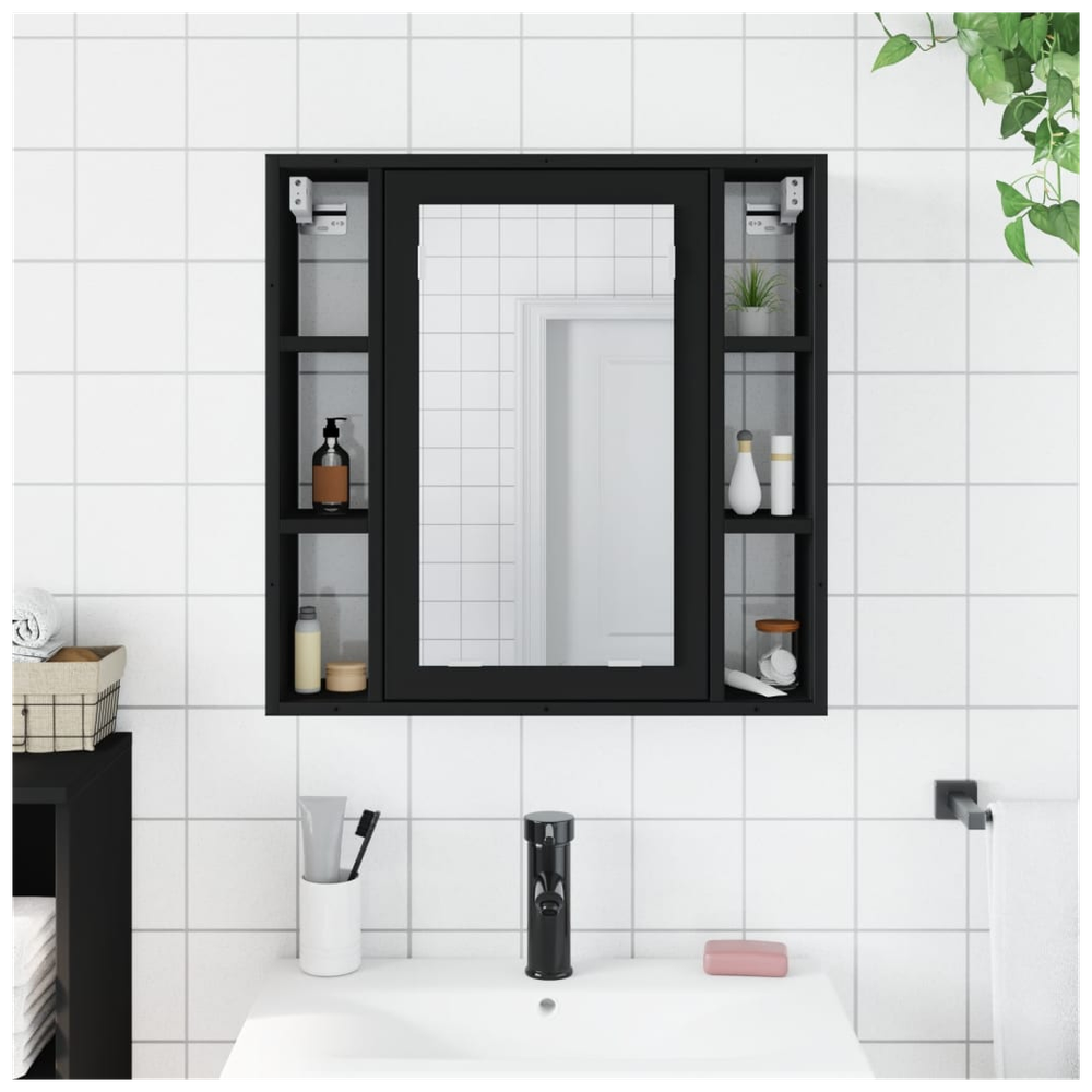 Bathroom Mirror Cabinet Black 60x16x60 cm Engineered Wood