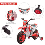 Kids Motorbike Electric Ride-On Toy w/ Training Wheels, for 3-5 Years - Red