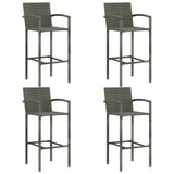 5 Piece Outdoor Bar Set with Armrest Poly Rattan Grey