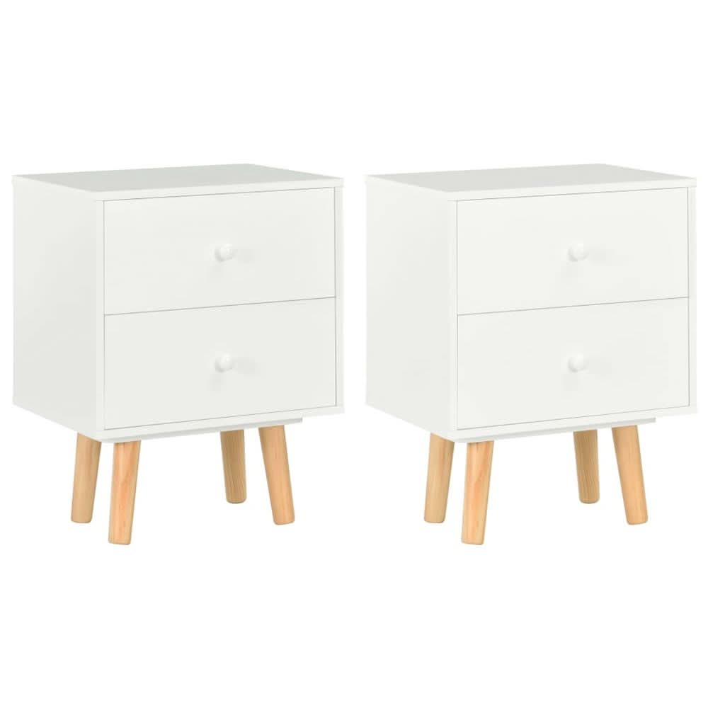 Bedside Cabinets 2 pcs White 40x30x50 cm Solid Pinewood